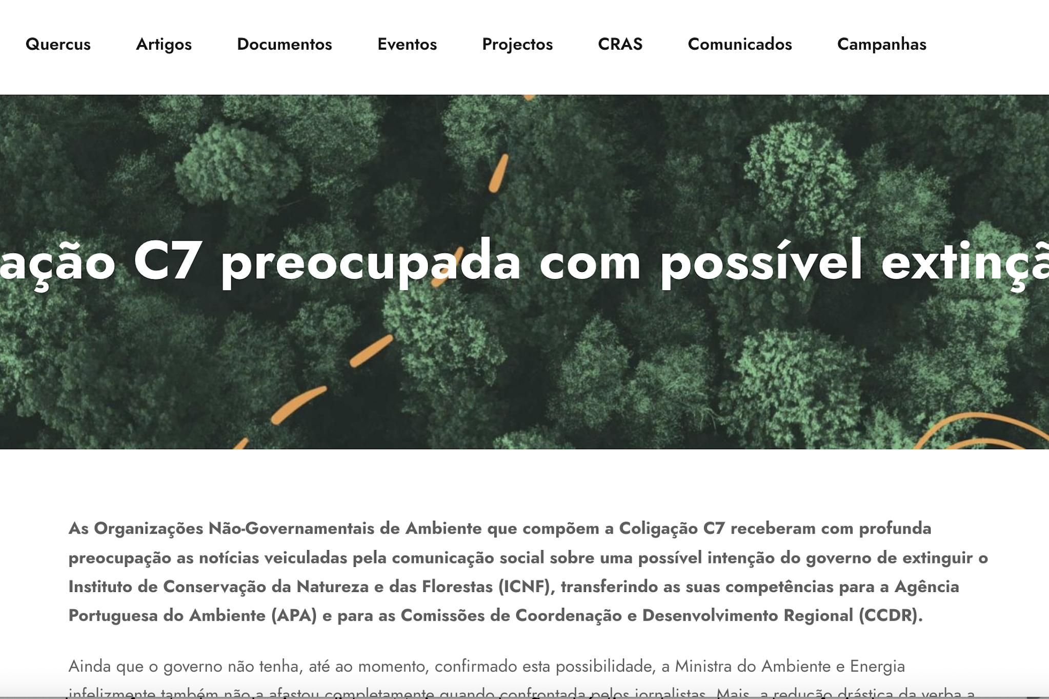 QUERCUS: Coligação C7 preocupada com possível extinção do ICNF